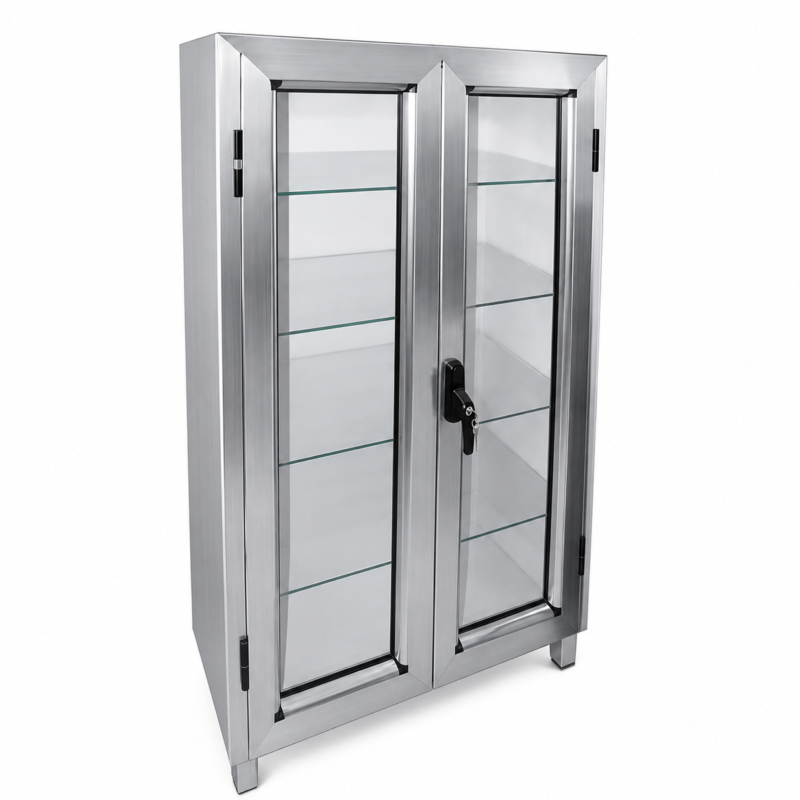 Armoire à pharmacie 02 portes vitrées en aluminium-AR01