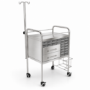 Chariot de soins avec 2 tiroirs et porte seau à pansements- CH10