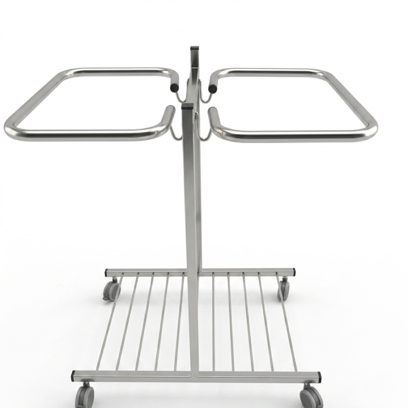 Chariot de déchets double support en INOX (nouveau modèle)- CH08