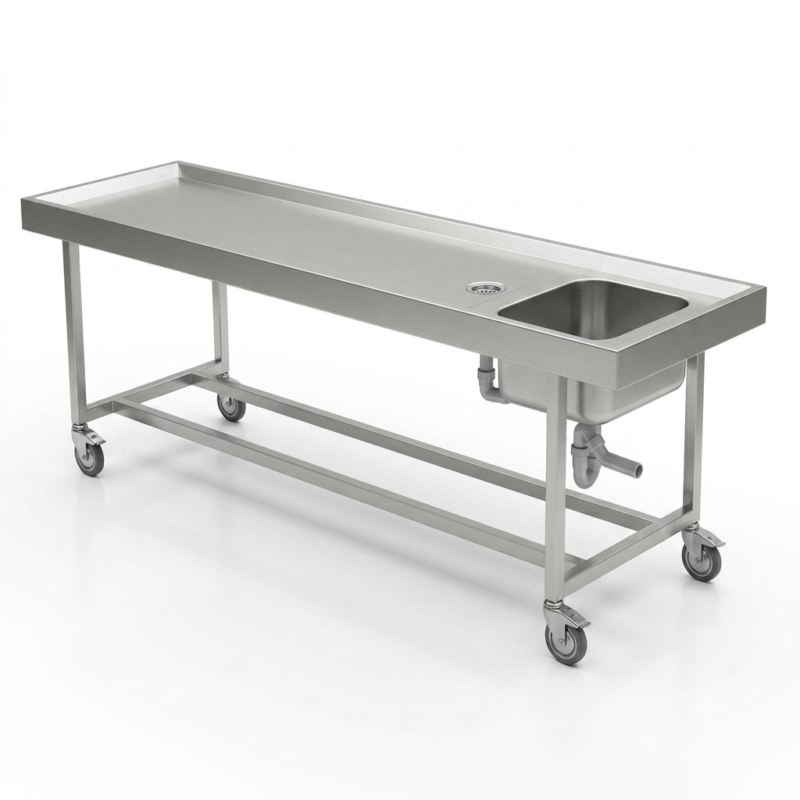 Table de Lavage Mortuaire en Inox avec Bac Intégré- EM03