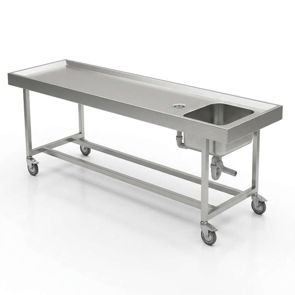 Table de Lavage Mortuaire en Inox avec Bac Intégré- EM03