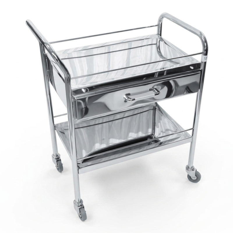 Guéridon à 02 étages et un grand tiroir en INOX- GD05