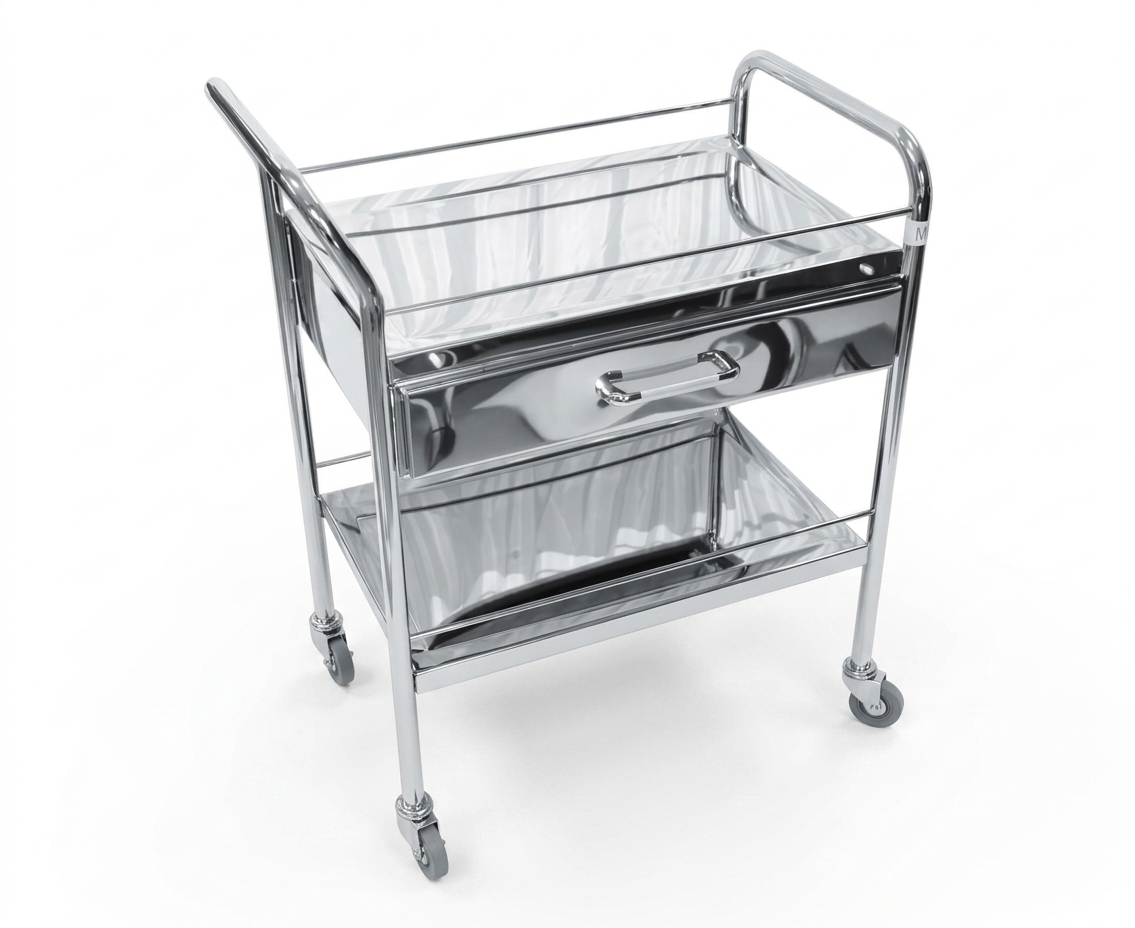 Guéridon à 02 étages et un grand tiroir en INOX- GD05